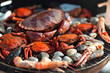 crabs shrimps on charcoal grill