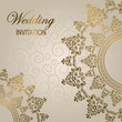 Stylish wedding invitation with round lace pattern