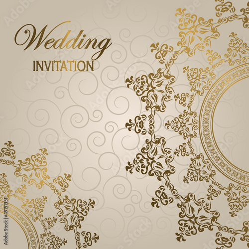 Vector: Stylish wedding invitation with round lace pattern Stylish wedding invitation with round lace pattern