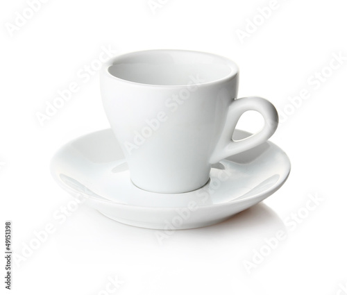 Photo: Empty coffee cup and saucer isolated Empty coffee cup and saucer isolated