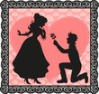 silhouette of a gentleman giving a flower to a lady
