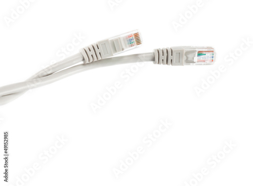 Photo: Macro of internet cable isolated on white background Macro of internet cable isolated on white background
