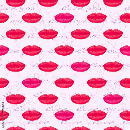 Vector: Seamless Pattern with Pink Cartoon Mouths Seamless Pattern with Pink Cartoon Mouths