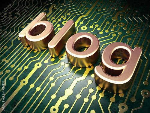 Illustration: Web design SEO concept: circuit board with word Blog Web design SEO concept: circuit board with word Blog