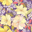 Illustration: seamless pattern with white and lilac flowers. floral background seamless pattern with white and lilac flowers. floral background