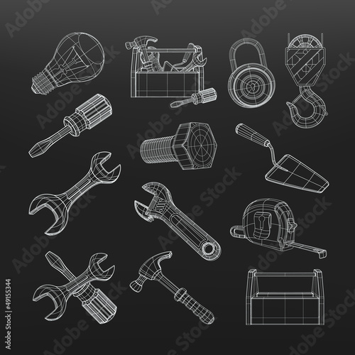 Vector: Drawing tools set Drawing tools set