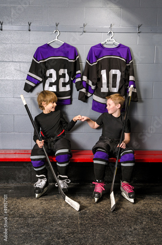 Photo: Youth Hockey Players in Fist Pump Youth Hockey Players in Fist Pump
