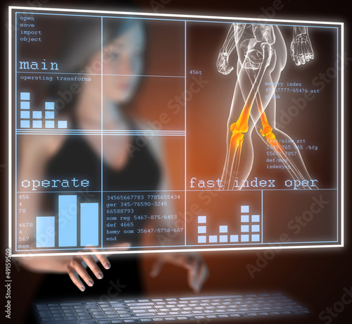 Illustration: human radiography scan on hologram human radiography scan on hologram