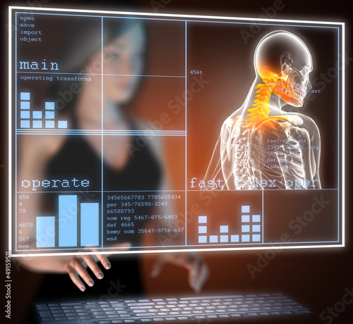Illustration: human radiography scan on hologram human radiography scan on hologram