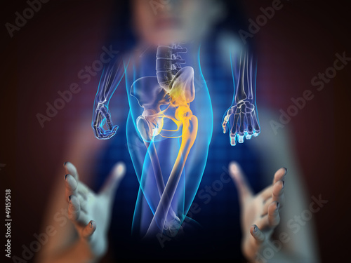 Illustration: human radiography scan on hologram human radiography scan on hologram