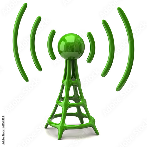 Illustration: Green wireless icon on white background Green wireless icon on white background