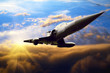 Military airplan on the speed