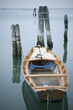 Old wooden fishing boat in Venice lagoon