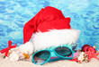 Conceptual photo: Celebrating Christmas at beach