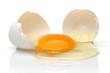 broken egg on white