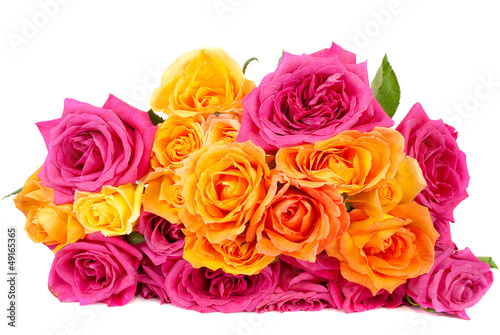 Photo: mixed pink and yellow rose mixed pink and yellow rose