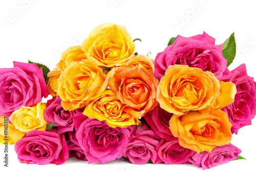 Photo: mixed pink and yellow rose mixed pink and yellow rose