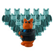 Photo: buinessman leader with team blue buinessman leader with team blue