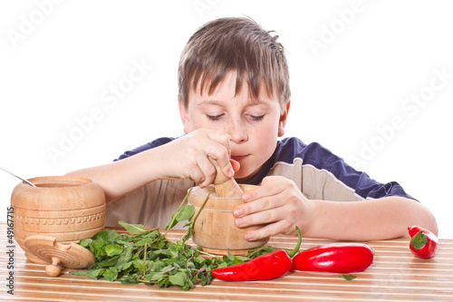 Photo: Boy preparing breakfast Boy preparing breakfast