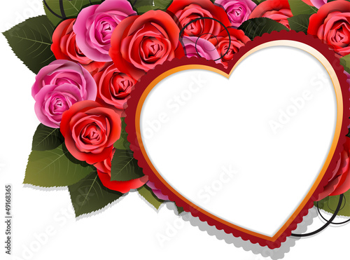 Vector: Valentine heart and rose bouquet Valentine heart and rose bouquet