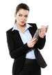 Businesswoman working on digital tablet