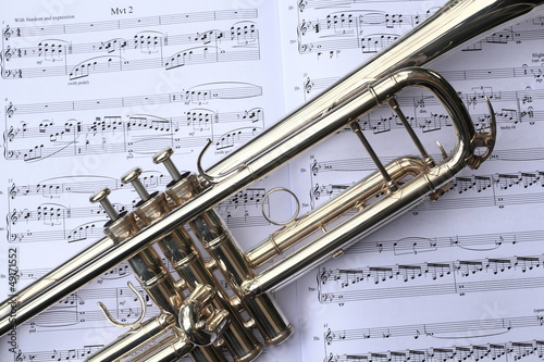 Photo: Trumpet on Sheet Music Trumpet on Sheet Music