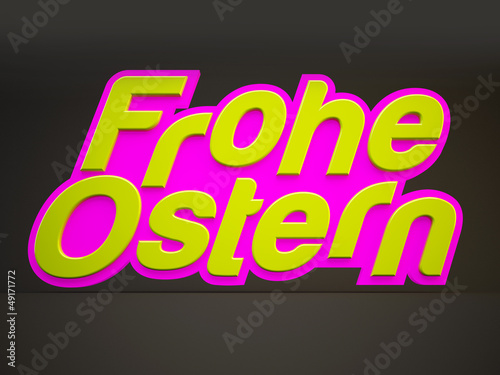 Illustration: Frohe Ostern 3D Block Studio Neonfarben Frohe Ostern 3D Block Studio Neonfarben
