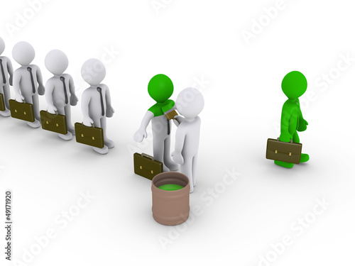 Illustration: Changing appearance on businessmen Changing appearance on businessmen