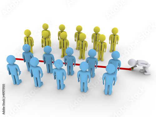 Illustration: Two teams divided by line on the ground Two teams divided by line on the ground