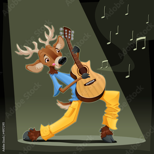 Vector: Musician Deer. Musician Deer.