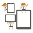 Vector: cartoon character set of man with tablet cartoon character set of man with tablet