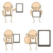 Vector: cartoon character set of old man with tablet cartoon character set of old man with tablet