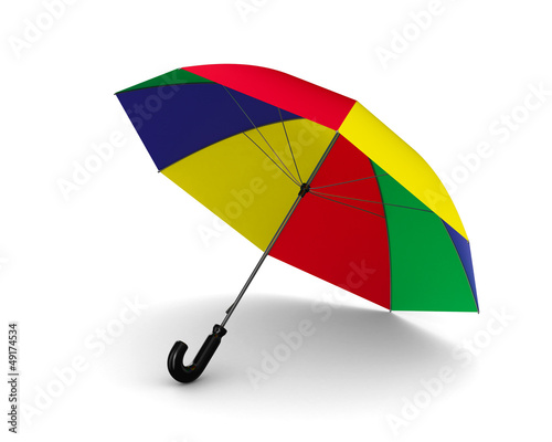 Illustration: multicolor umbrella on white background. Isolated 3D image multicolor umbrella on white background. Isolated 3D image