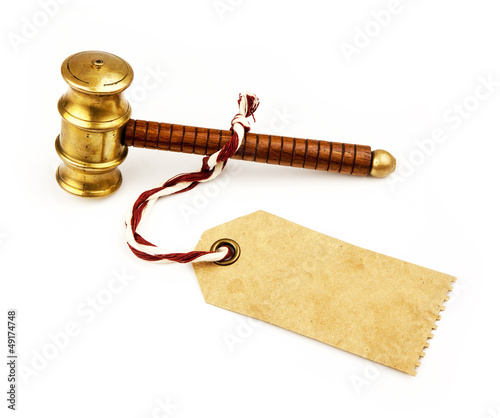 Photo: auction hammer with tag auction hammer with tag