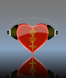 i Love music, shiny heart with headphones