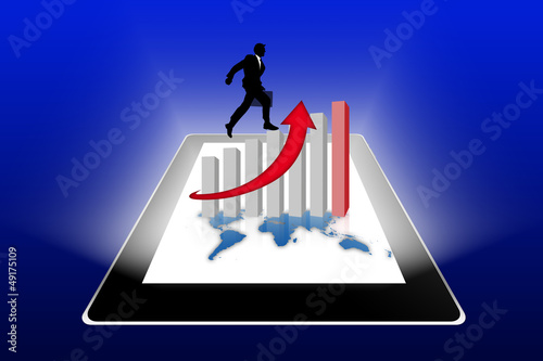 Illustration: Financial success report & statistics on tablet pc Financial success report & statistics on tablet pc