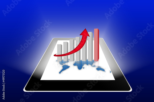 Illustration: Financial success report & statistics on tablet pc Financial success report & statistics on tablet pc
