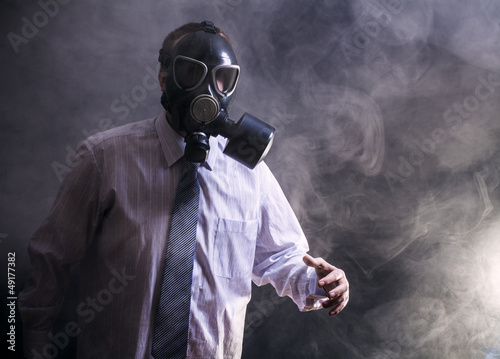 Photo: man in a gas mask man in a gas mask