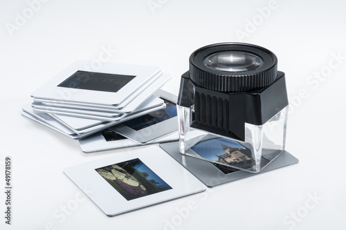 Photo: diapositives et loupe diapositives et loupe