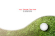 Photo: Golf ball on green grass background Golf ball on green grass background