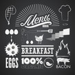 Illustration of a vintage graphic element for menu on blackboard