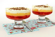 Strawberry trifle on white background
