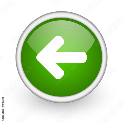 Illustration: arrow left green circle glossy web icon on white background arrow left green circle glossy web icon on white background