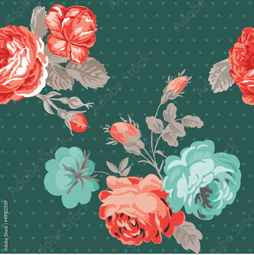 Vector: Seamless Vintage Flower Background - for design and scrapbook - Seamless Vintage Flower Background - for design and scrapbook -