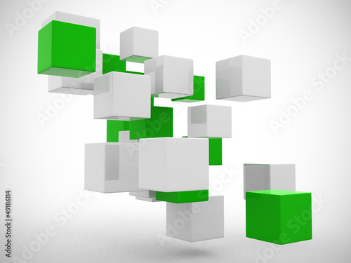 Illustration: Abstract geometric shapes from cubes. This is a 3d render Abstract geometric shapes from cubes. This is a 3d render