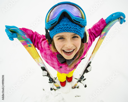 Photo: Skiing, winter sports - portrait of young skier Skiing, winter sports - portrait of young skier