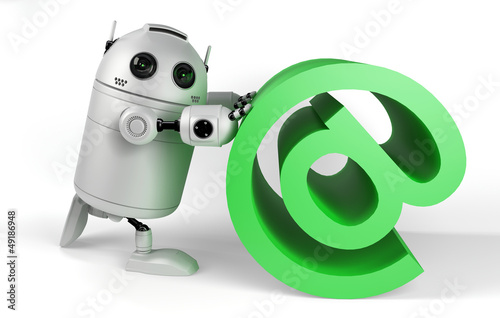Illustration: Robot With Email Sign Robot With Email Sign