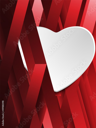 Vector: Hidden White Heart on Geometric Red Background Hidden White Heart on Geometric Red Background