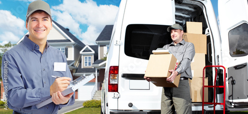 Photo: Delivery postman. Delivery postman.