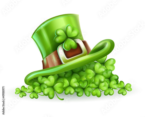 Vector: Cap of Saint Patrick in the clover vector illustration Cap of Saint Patrick in the clover vector illustration